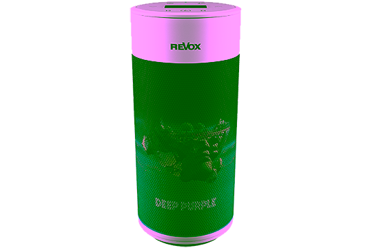 Revox Studiomaster A200 Speaker Lautsprecher – Deep Purple Limited Edition Frontansicht mit Deep Purple SPLAT! Artwork und Branding