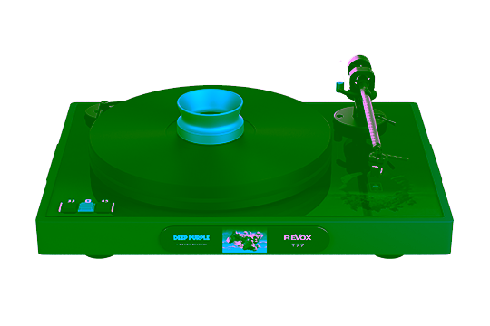 Revox T77 Turntable Plattenspieler – Deep Purple Limited Edition Frontansicht Front View in Marineblau mit Deep Purple Branding